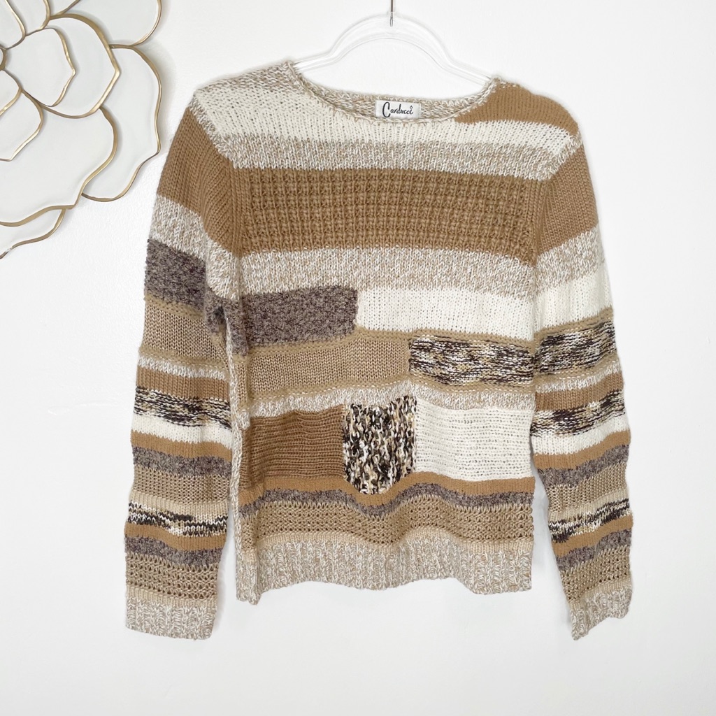 Carducci Pullover Sweater Patchwork Pattern Knit